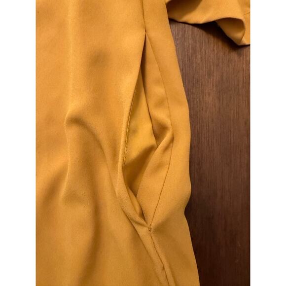 New York & Company Shirt Dress Button Up Mustard Yellow Pockets Women's Small - Picture 8 of 10